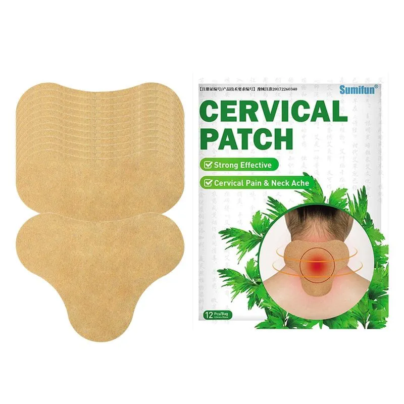 12 Folhas De Adesivo Cervical Natural Para Dor Relaxante Gesso