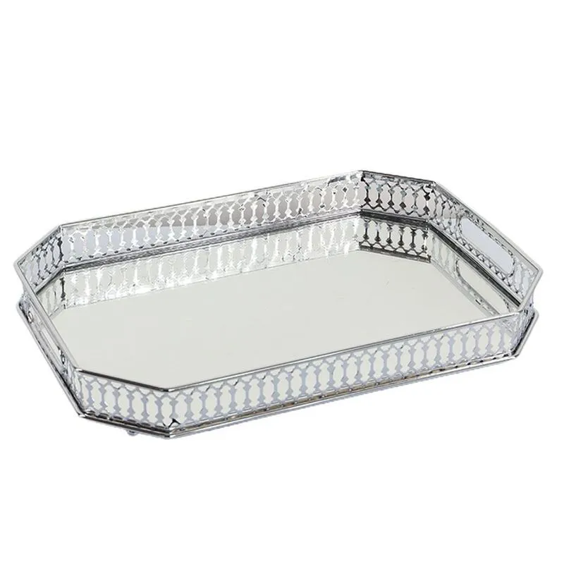 Bandeja De Brinco De Perfume Com Bandeja De Vaidade Retro Espelhada