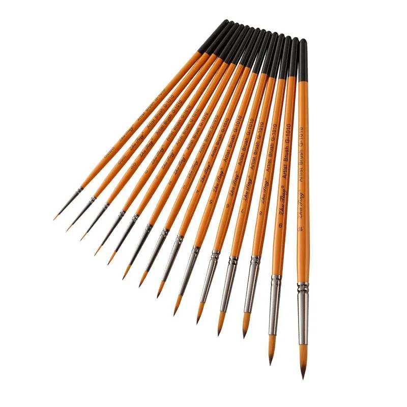 14x Watercolor Paint Brushes Nylon Hair Paint Brush Kit