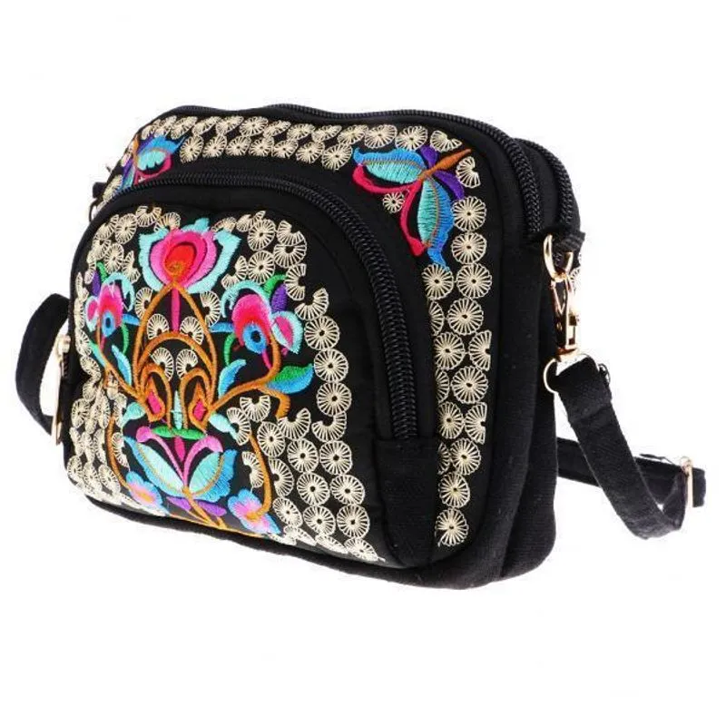 2xembroidery Travel Shoulder Bag Flor Dupla Face