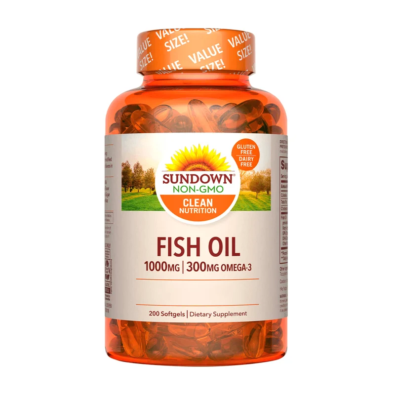 Fish Oil Clean Nutrition Omega 3 Sundown 1000mg (200 soft) SIN SABOR