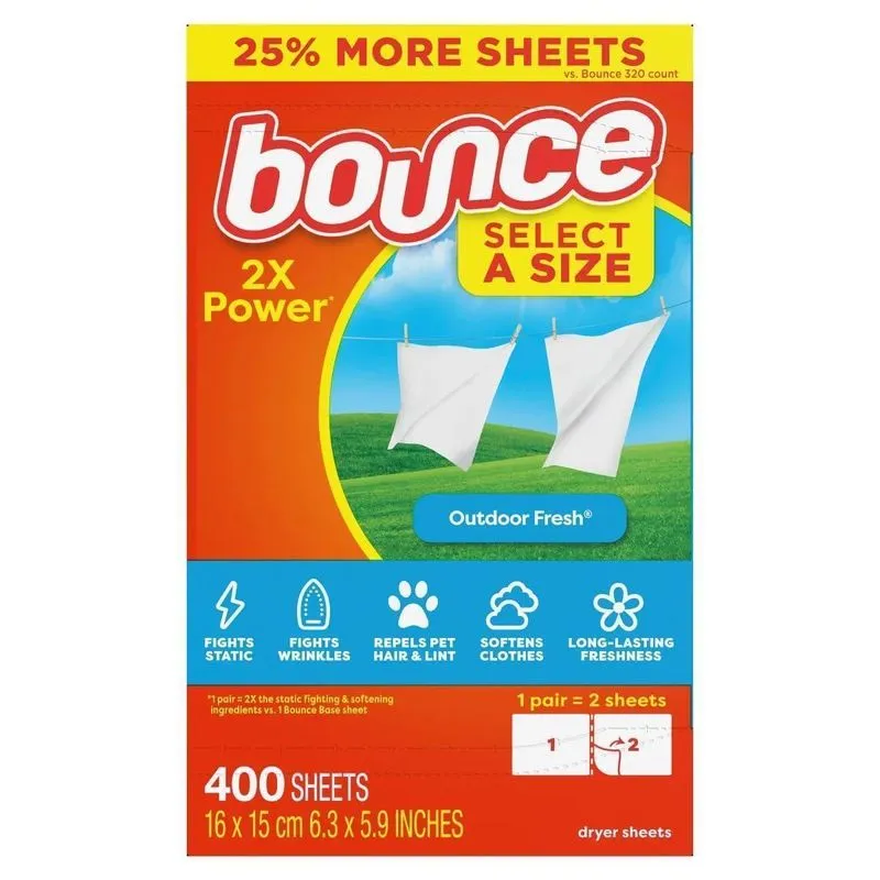 Bounce Outdoor Lenço Amaciante Para Secadora Roupa 400 Lenço