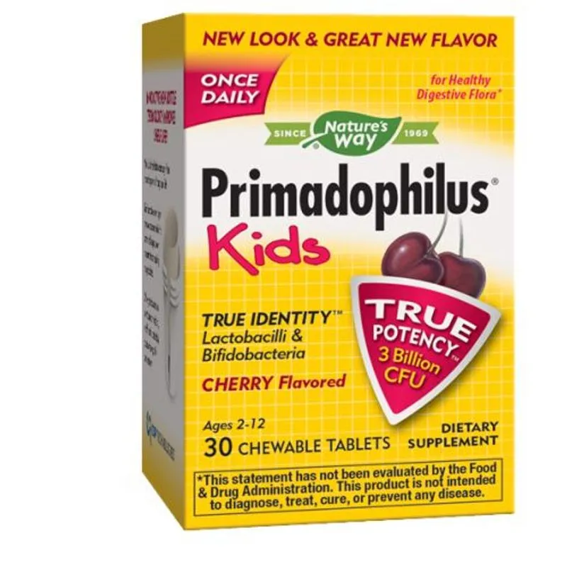 Cereja Mastigável Infantil Primadphilus, 30 Comprimidos Da Nature's Way (pacote Com 4)