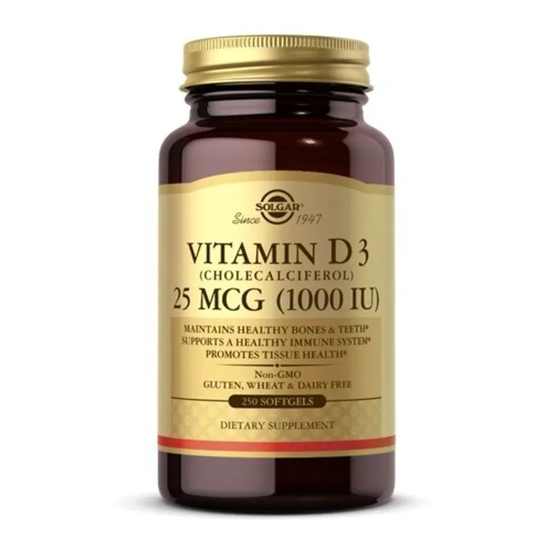 Vitamina D3 (colecalciferol) 1000 Ui 250 S Géis Por Solgar
