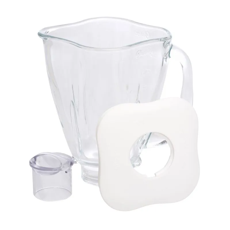 Vaso de vidrio Oster® tipo trébol con tapa