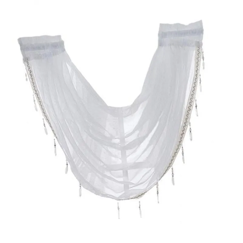 Painel 4x1 Glitter Tassel Window Valance Sheer Curtain Tiers