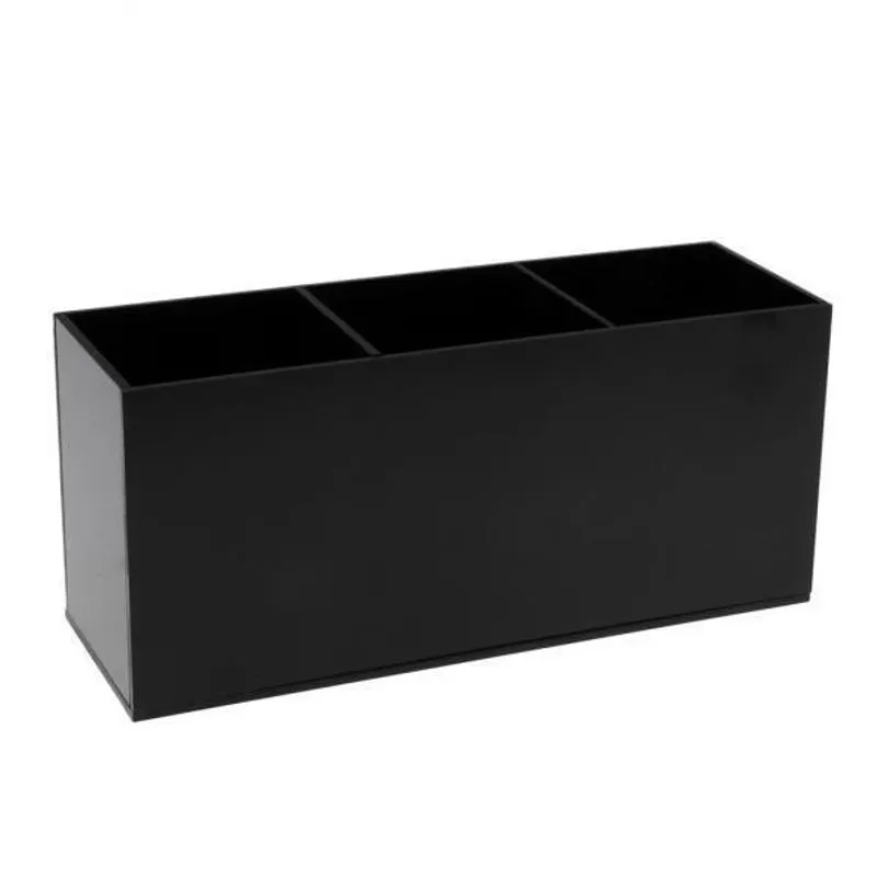 2x Porta Organizador De Escova Acrílico Preto 3 Ferramentas De Maquiagem Grades