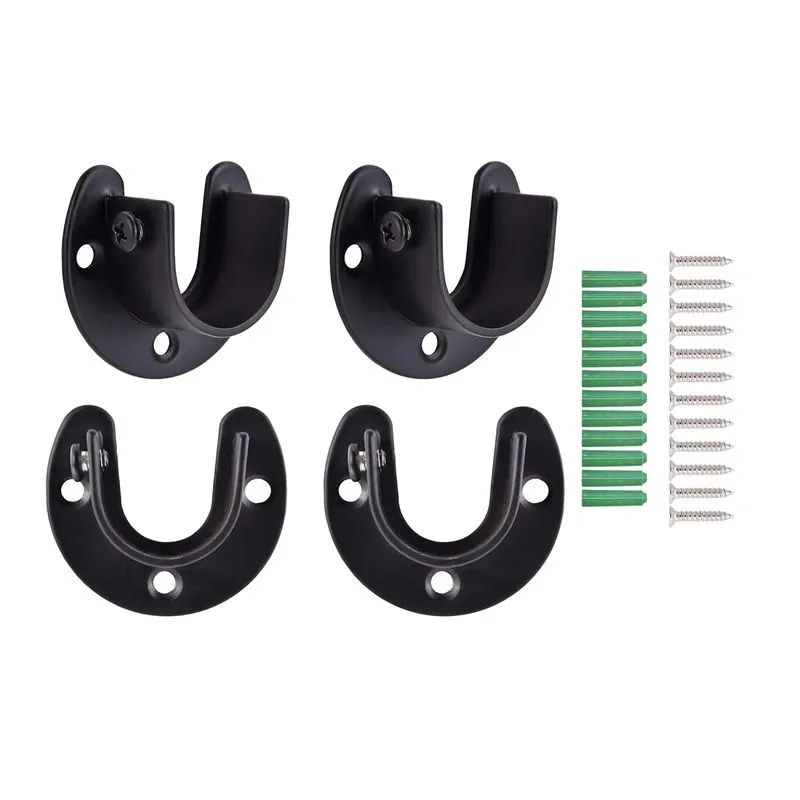 4x Suporte De Tubo De Guarda-roupa Suporte De Flange Suporte De Parede Heavy Duty
