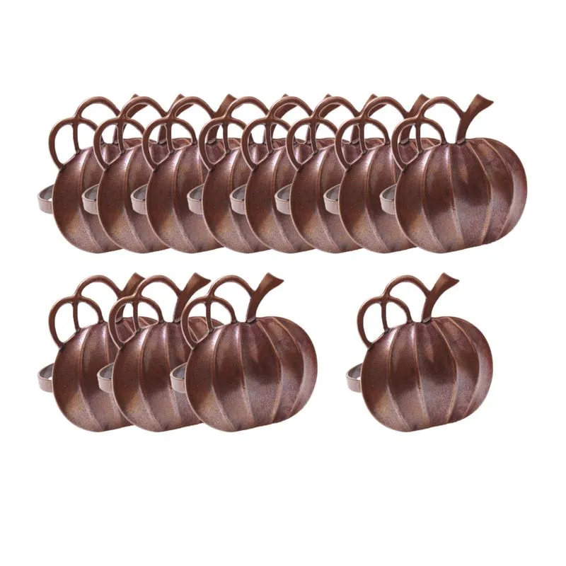 Conjunto De 12 Anéis De Guardanapo De Abóbora Feitos À Mão Para Jantar