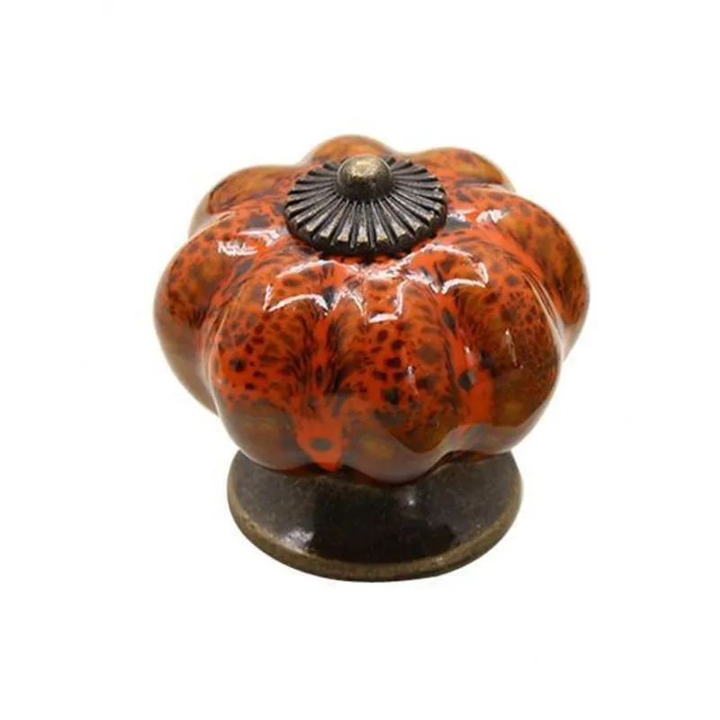 3xround Pumpkin Shape Ceramic Cabinet Pull Knobs Laranja