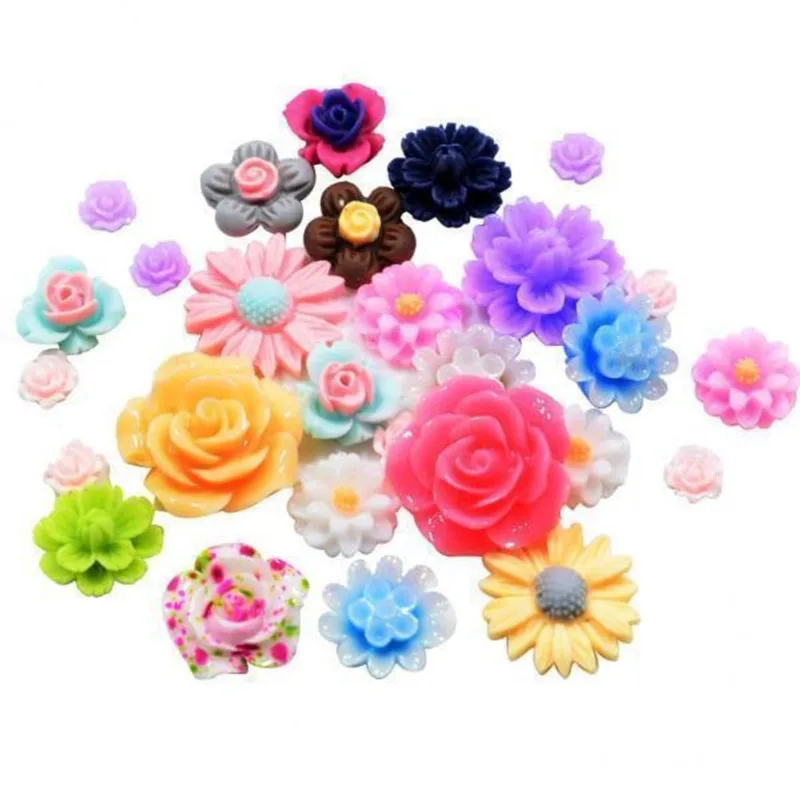 8x50x Botão Floral Colorido De Flores De Resina Para Fabricação De Jóias