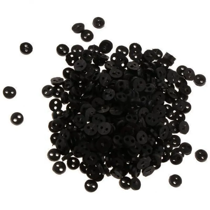 2x Conjunto De 300 Peças 4mm 2 Furos Mini Botões Redondos Boneca Diy
