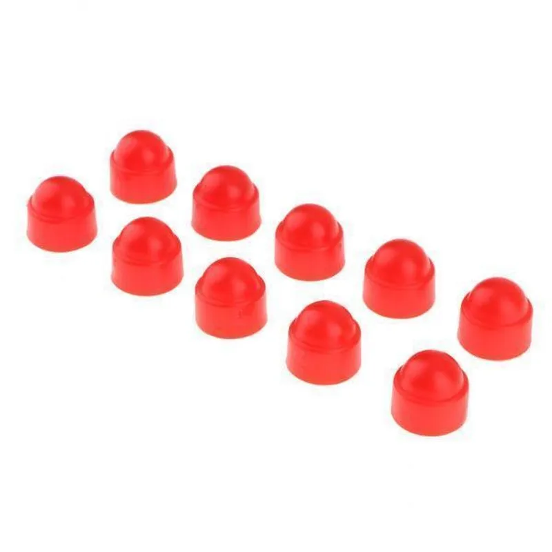 3x10 Peças De Tampa De Proteção De Porca De Parafuso Sextavado De Cúpula De Plástico Vermelho
