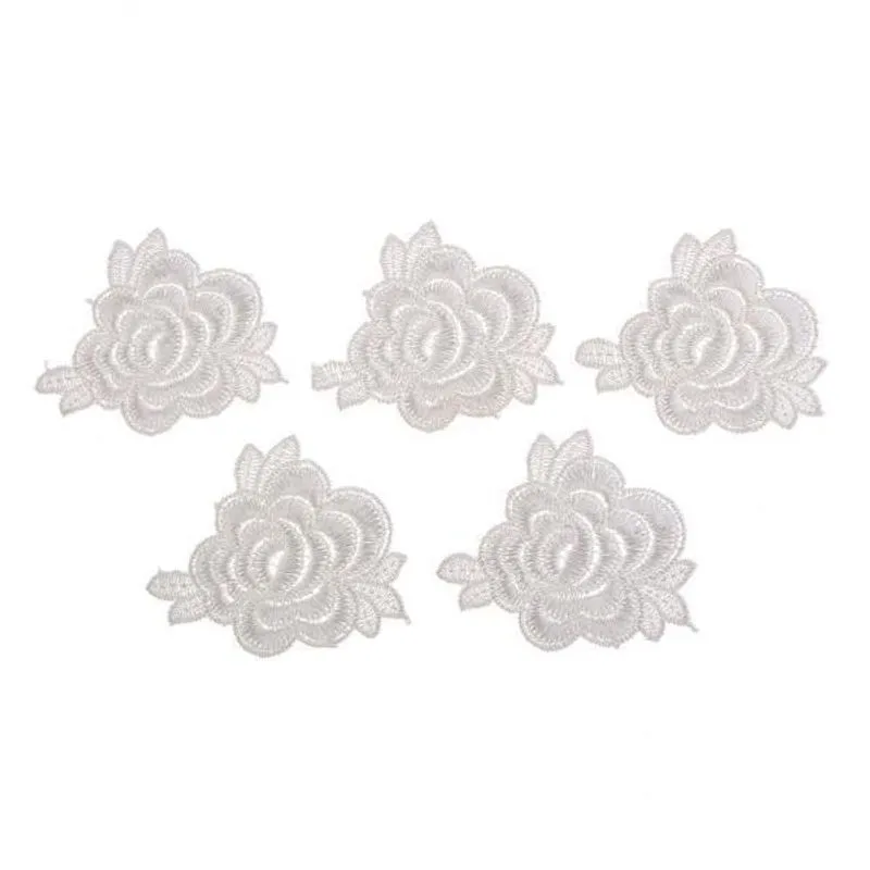 2x5 Pçs Bordado De Adesivos De Renda Rosa Flor Diy