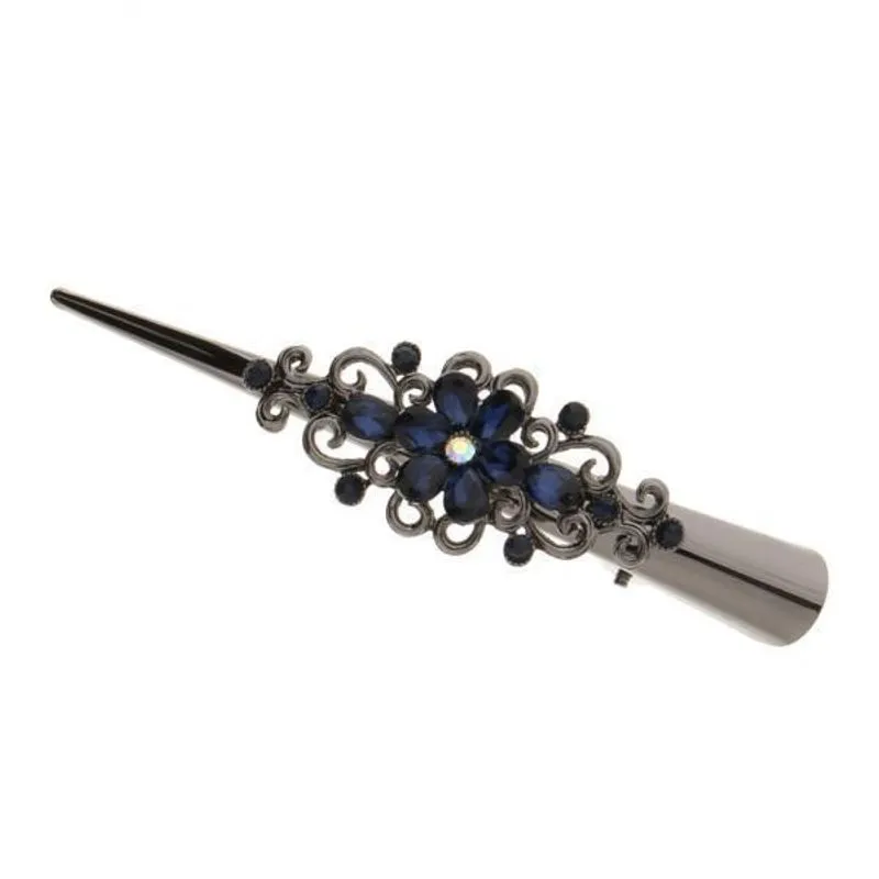 2x Grampos De Cabelo De Jacaré De Strass Metálico Apertos De Cabelo De Crocodilo