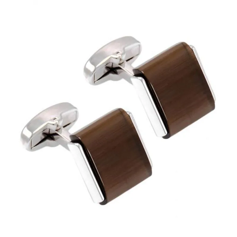 2xbrown Opal Stone French Cufflinks Business Wedding Shirt