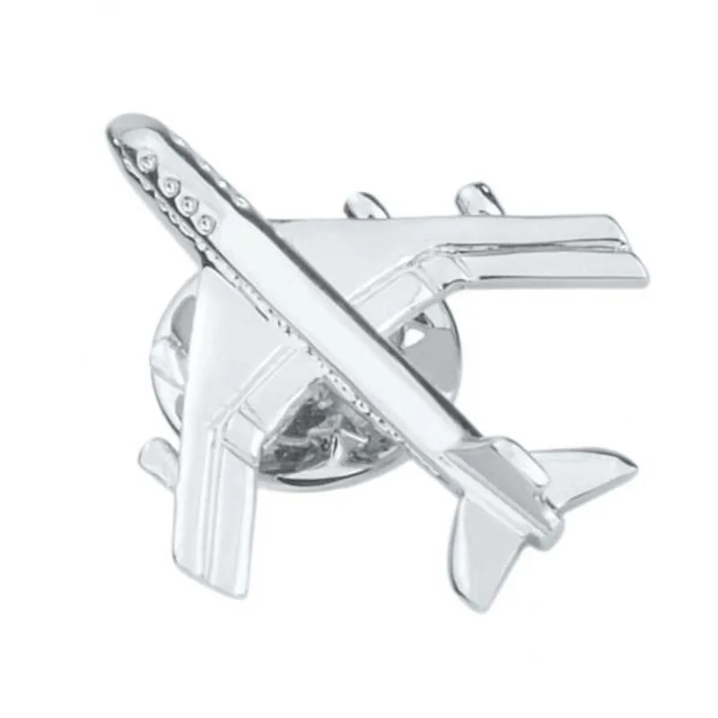 7xmens Fashion Prata Avião Botão Gola Clipe Broche Pin