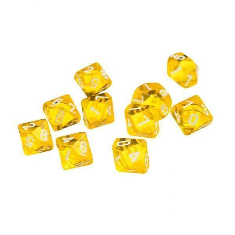 6xd10 Dados De Gemas De Dez Lados Para Jogos De Rpg 10 Peças De Dados Amarelos