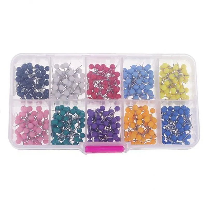 2xbox Of 500 Pieces Plastic Round Head Push Pins Office