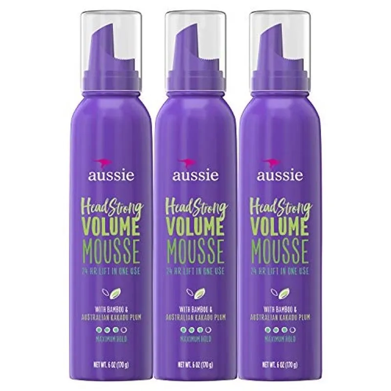 Aussie Mousse, com Bambu & Kakadu Plum, Headstrong Volume, For Fine Hair, 6 fl oz, Triple Pack