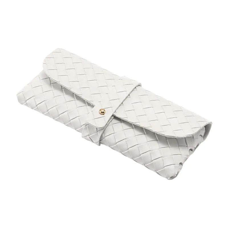 Tecidos Pu Leather Glasses Case Botão Fechado Soft Glasses