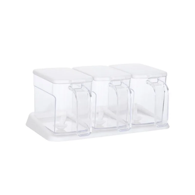 Recipiente De Armazenamento De Caixa De Tempero Transparente Compartimento Cruet 3