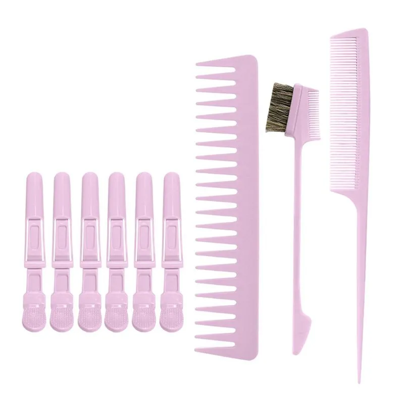 9x Conjunto De Pente Para Pentear O Cabelo Conjunto De Escova De Cabelo Portátil Para Barbeiro