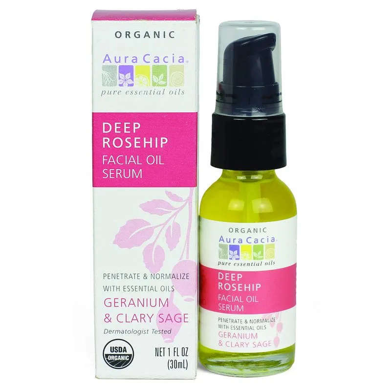 Soro De Óleo Facial Deep Rosehip 1 Oz Por Aura Cacia