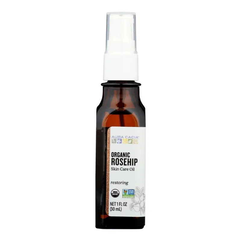 Óleo Para A Pele Aura Cacia Rosehip Seed, Certificado Orgânico, 30 Ml