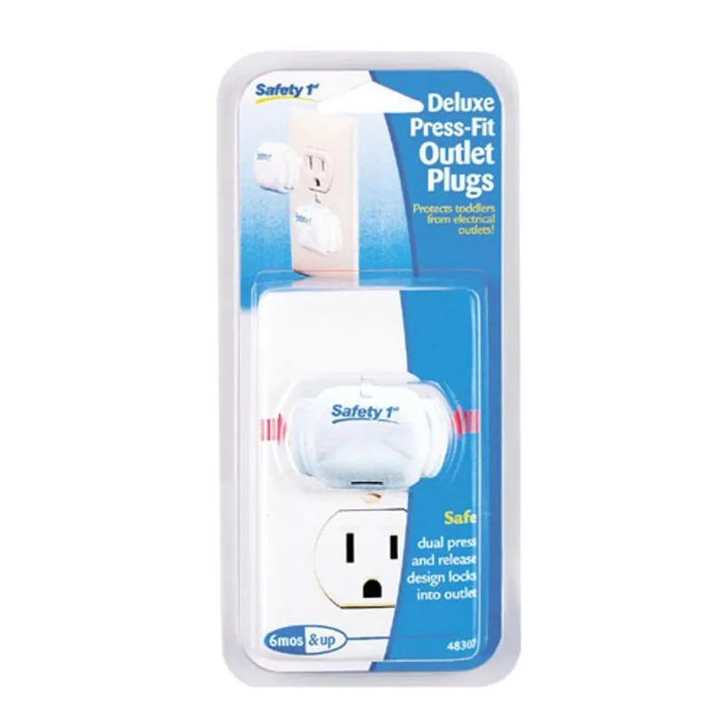 Safety 1st Press-Fit White Plastic Deluxe Press-Fit Plug Protectors - Pack of 8