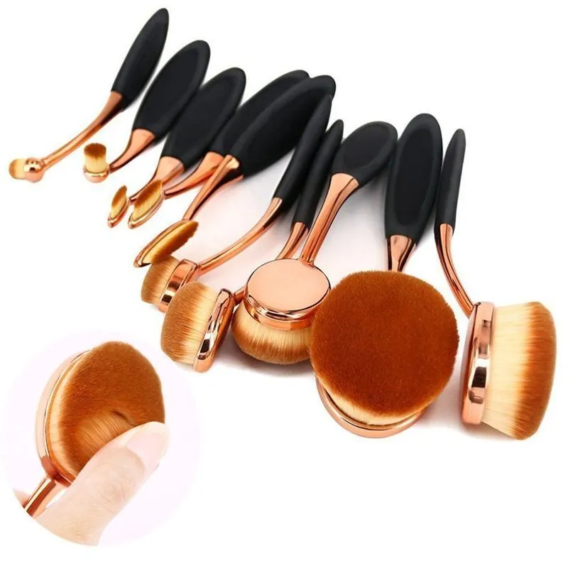 Conjunto De Pincéis De Maquiagem Beautycoco Oval Toothbrush 10 Peças