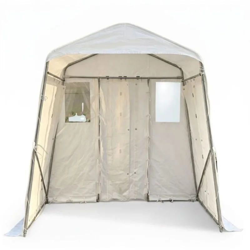 Gazebo Penguin White Vestibule Entrance Shelter with 2 Doors and 2 Windows - 8 x 4-ft