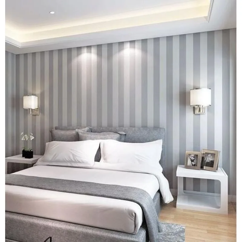 Papel de Parede Adesivo Listras Cinza e Branco Vertical