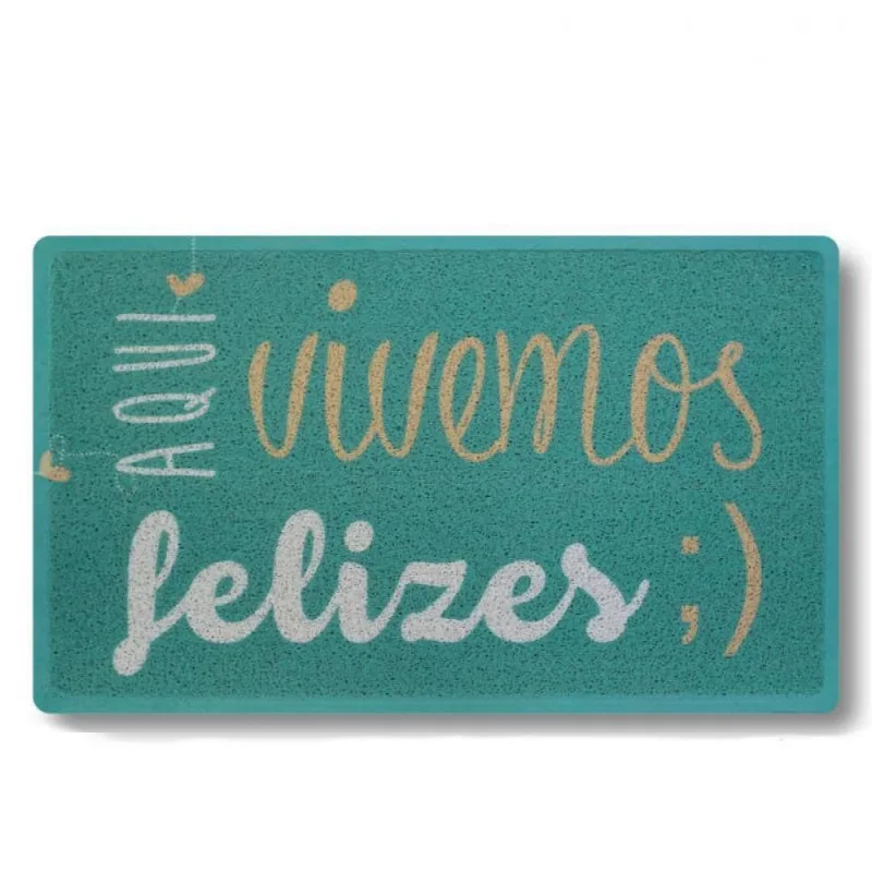Capacho Aqui Vivemos Felizes Verde 45X75cm