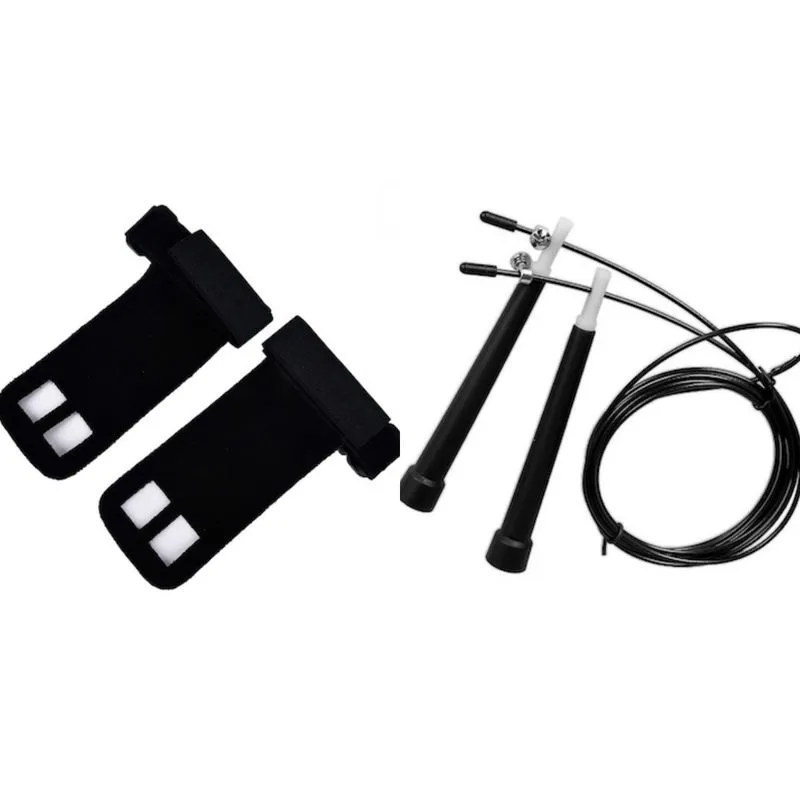 Kit Crossfit Corda De Pular Speed + Luva Hand Grip Couro (Par)