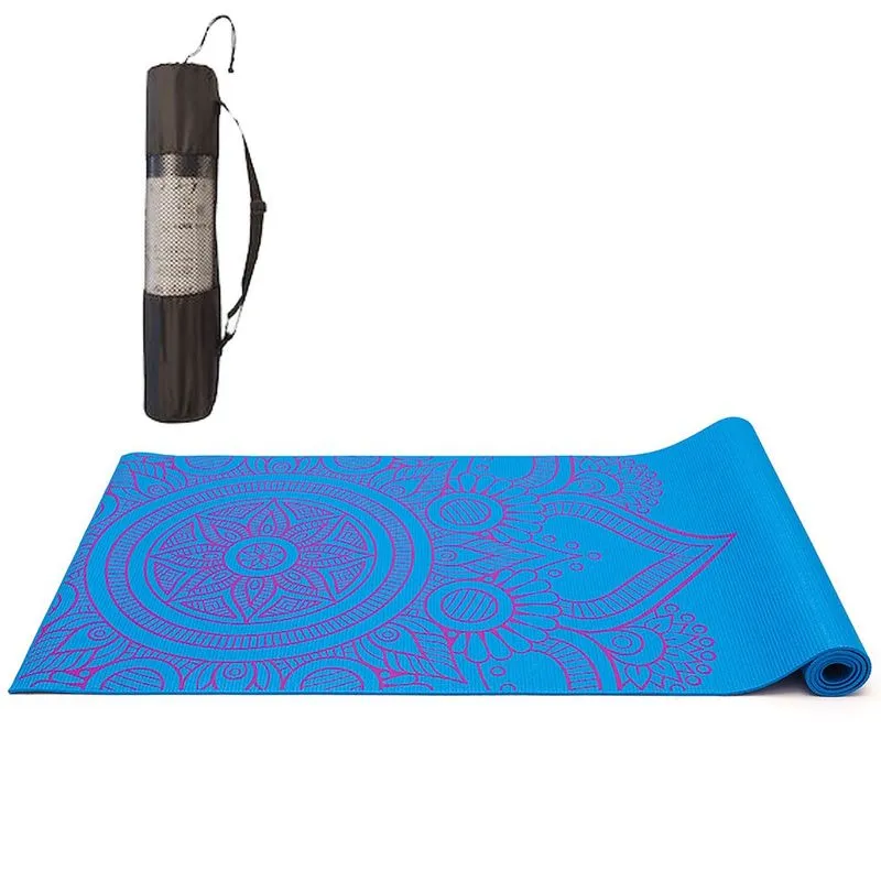Tapete Yoga Mat Pilates PVC Ecológico Estampado Yangfit ÚNICO / Azul-Rosa