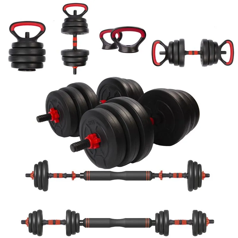 Halter Anilha Barra Kettlebell Kit Musculação 6 Em 1 - 40kg Yangfit