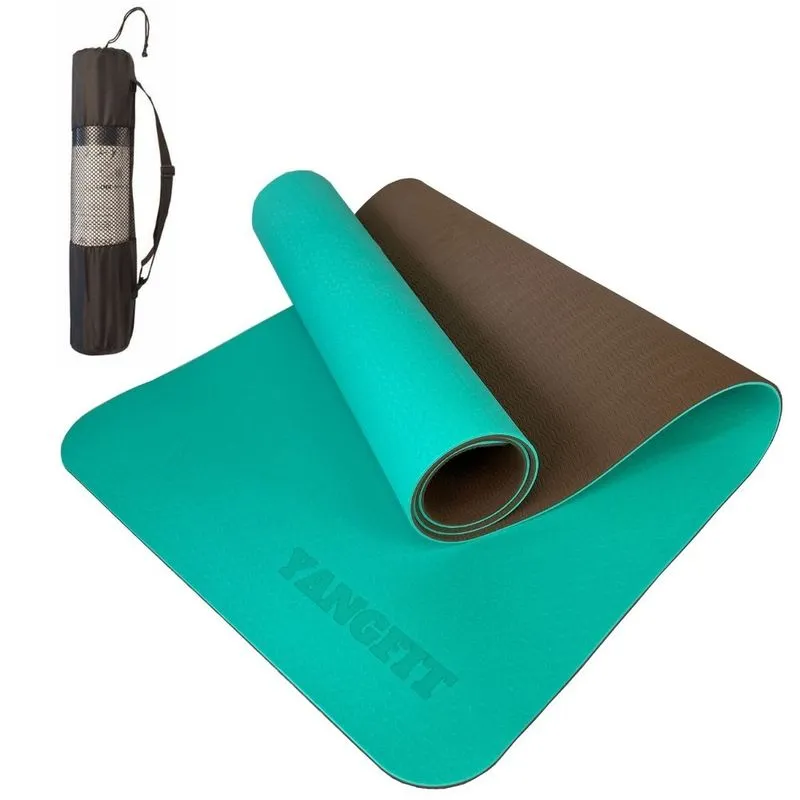 Tapete Yoga Mat Pilates Exercícios TPE 6mm Com Bolsa Yangfit ÚNICO / Azul