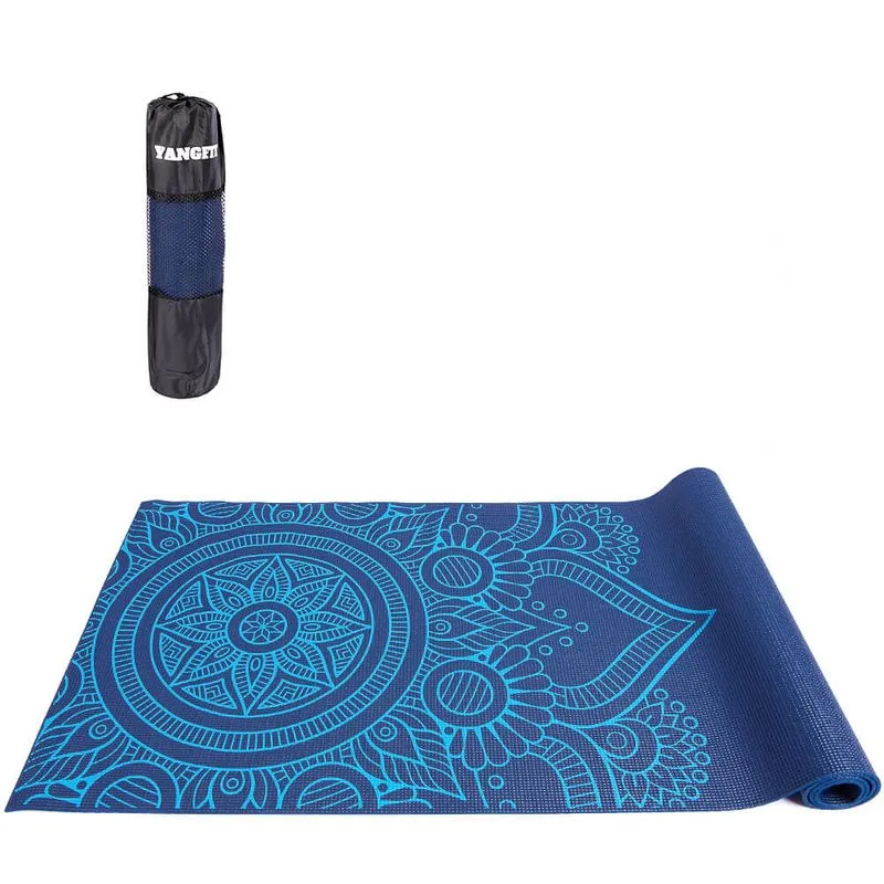 Tapete Yoga Mat Pilates PVC Ecológico Estampado Yangfit ÚNICO / Azul