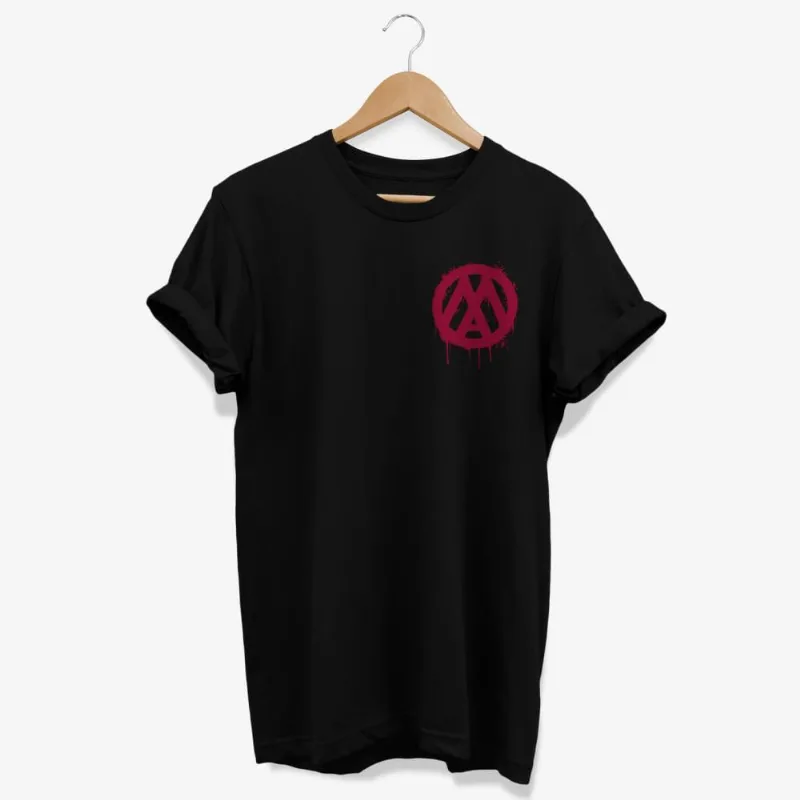 Camiseta Mamonas Assassinas - Logo Tinta escorrida - preta (frente e verso) P | Preta