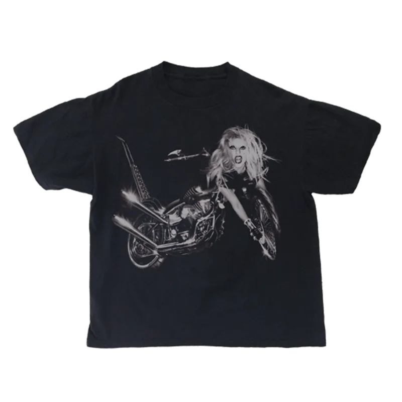 Camiseta Lady Gaga - Born This Way The Tenth Anniversary - Motorcycle T-Shirt I M | Preta