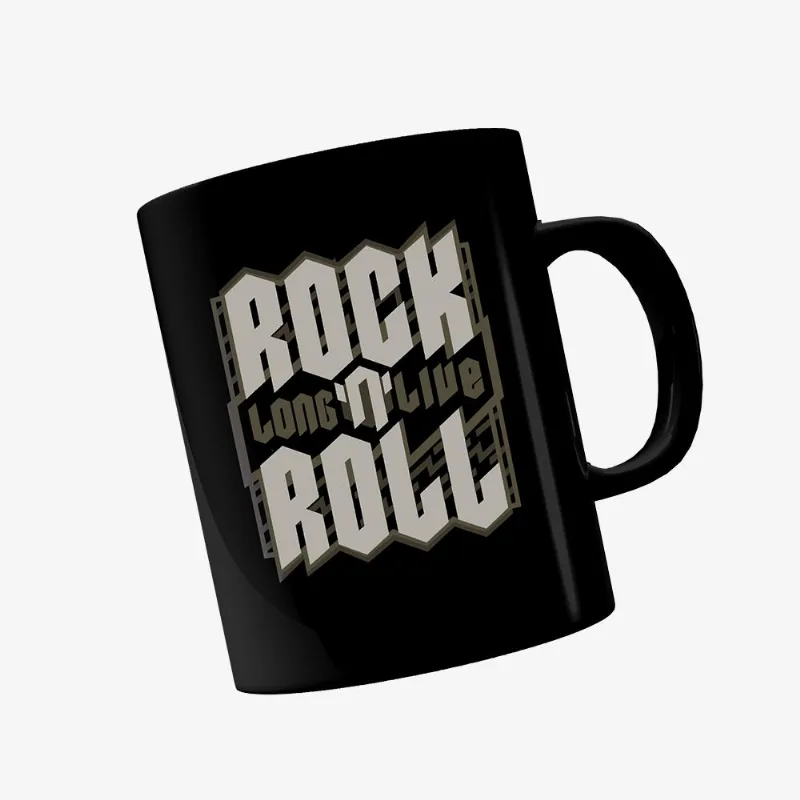 Caneca Vários Artistas - Rock N Roll Long Live (Preta) Cerâmica 360ml | Preta