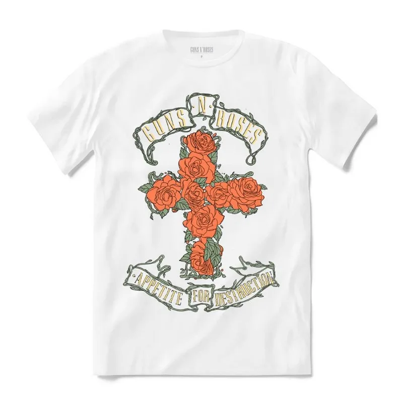 Camiseta Guns N' Roses - Roses Cross P | Branca