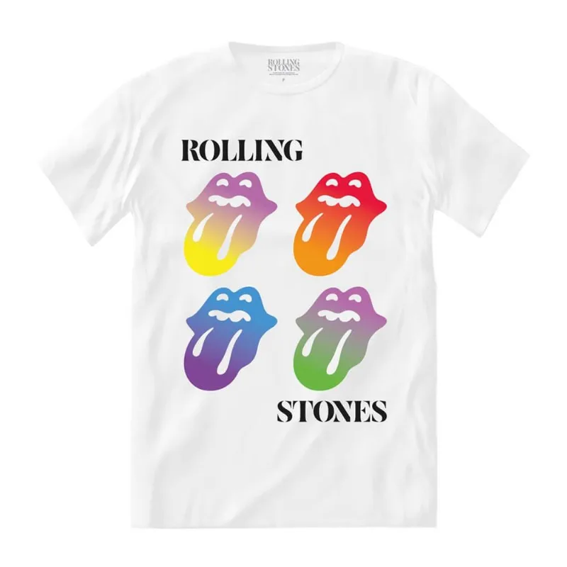 Camiseta The Rolling Stones - Colour Gradient Tongues M | Branca