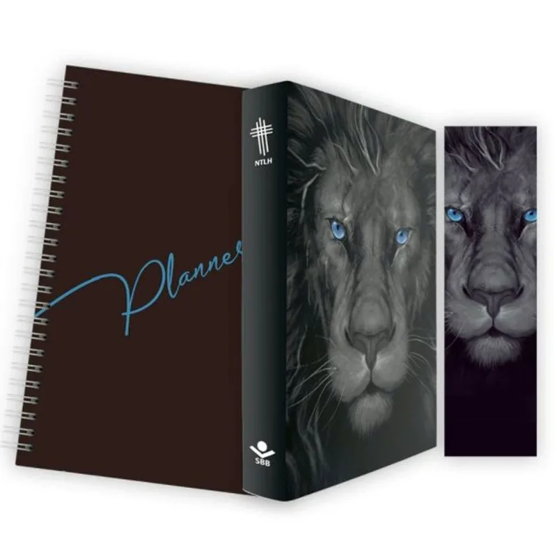 LEÃO GRAFITE - KIT - PLANNER CAPA LISA + BÍBLIA BROCHURA NTLH + MARCA PÁGINA