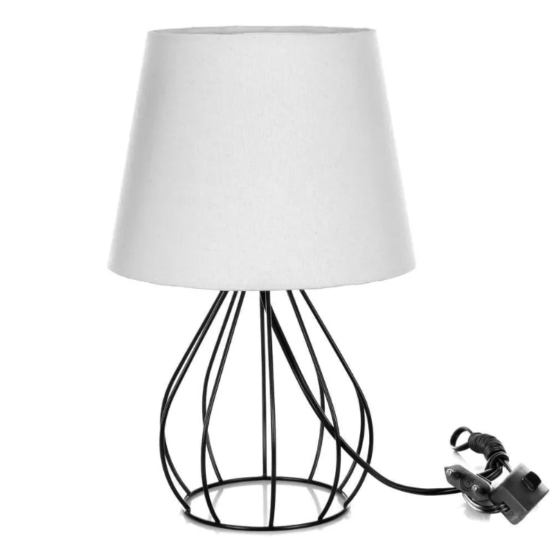 Abajur Cebola Dome Branco com Aramado Preto