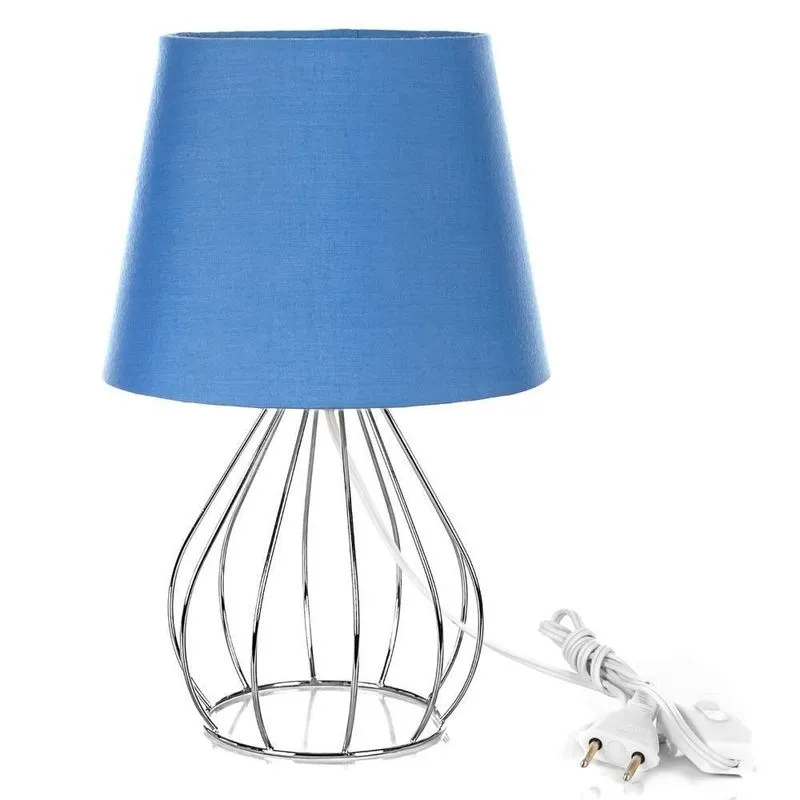 Abajur Cebola Dome Azul Com Aramado Cromado