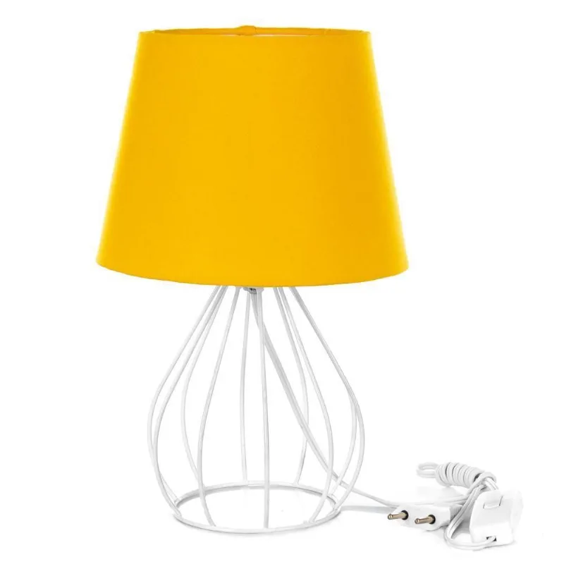 Abajur Cebola Dome Amarelo Com Aramado Branco