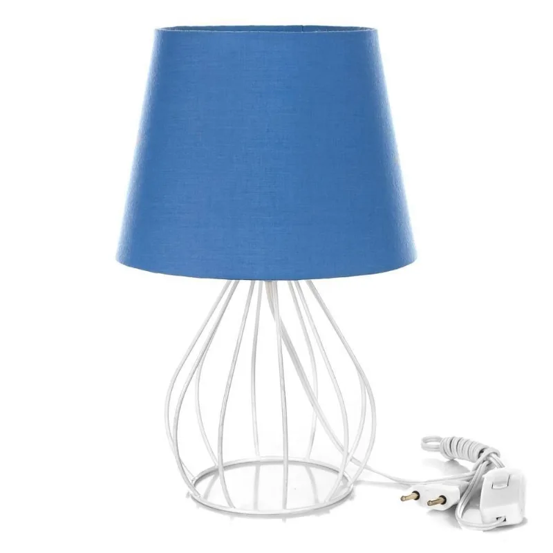 Abajur Cebola Dome Azul com Aramado Branco