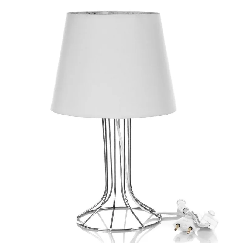 Abajur Torre Dome Branco Com Aramado Cromado
